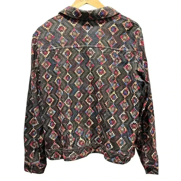 Vintage Coldwater Creek Black Denim Embroidered‎ Jacket Large - Picture 2 of 7